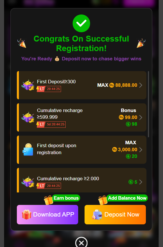 K6 Game welcome bonus